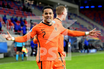2021-03-27 - Justin Kluivert of The Netherlands U21 celebrates his goal during the 2021 UEFA Under 21 Euro Championship, Group A football match between Germany U21 and Netherlands U21 on March 27, 2021 at Mol Arena Sosto in Szekesfehervar, Hungary - Photo Gerrit van Keulen / Orange Pictures / DPPI - 2021 UEFA UNDER 21 EURO CHAMPIONSHIP, GROUP A - GERMANY U21 VS NETHERLANDS U21 - UEFA EUROPEAN - SOCCER