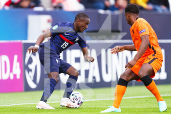 2021-05-31 - Moussa Diaby of France U21 and Tyrell Malcia of Netherlands U21 during the 2021 UEFA European Under-21 Championship, Quarter-Finals football match between Netherlands U21 and France U21 on May 31, 2021 at Boszik Arena in Budapest, Hungary - Photo Istvan Derencsenyi / Orange Pictures / DPPI - 2021 UEFA EUROPEAN UNDER-21 CHAMPIONSHIP, QUARTER-FINALS - NETHERLANDS U21 VS FRANCE U21 - UEFA EUROPEAN - SOCCER