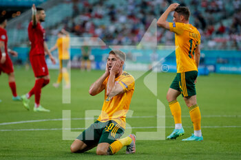 2021-06-16 - Aaron Ramsey of Wales reacts during the UEFA Euro 2020, Group A football match between Turkey and Wales on June 16, 2021 at Baku Olympic Stadium in Baku, Azerbaijan - Photo Orange Pictures / DPPI - UEFA EURO 2020, GROUP A - TURKEY VS WALES - UEFA EUROPEAN - SOCCER