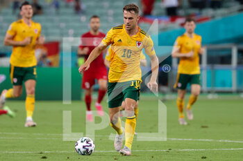 2021-06-16 - Aaron Ramsey of Wales during the UEFA Euro 2020, Group A football match between Turkey and Wales on June 16, 2021 at Baku Olympic Stadium in Baku, Azerbaijan - Photo Orange Pictures / DPPI - UEFA EURO 2020, GROUP A - TURKEY VS WALES - UEFA EUROPEAN - SOCCER