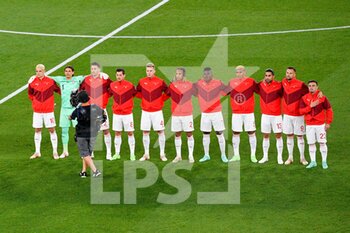 2021-06-16 - the formation of Switzerland during the national anthems  during the UEFA Euro 2020 Group A - Italy vs Switzerland at the Olimpic Stadium in Rome. - UEFA EURO 2020 GROUP A - ITALY VS SWITZERLAND - UEFA EUROPEAN - SOCCER