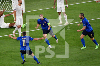 2021-06-16 - Giorgio Chiellini of Italy celebrates after scoring goal 1-0 canceled by VAR during the UEFA Euro 2020 Group A - Italy vs Switzerland at the Olimpic Stadium in Rome. - UEFA EURO 2020 GROUP A - ITALY VS SWITZERLAND - UEFA EUROPEAN - SOCCER