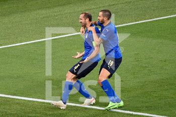 2021-06-16 - Giorgio Chiellini of Italy celebrates after scoring goal 1-0 canceled by VARduring the UEFA Euro 2020 Group A - Italy vs Switzerland at the Olimpic Stadium in Rome. - UEFA EURO 2020 GROUP A - ITALY VS SWITZERLAND - UEFA EUROPEAN - SOCCER
