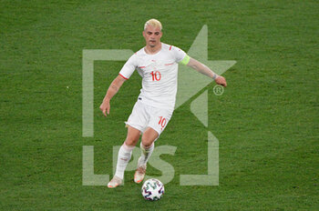 2021-06-16 - Granit Xhaka of Switzerland seen in action during the UEFA Euro 2020 Group A - Italy vs Switzerland at the Olimpic Stadium in Rome. - UEFA EURO 2020 GROUP A - ITALY VS SWITZERLAND - UEFA EUROPEAN - SOCCER
