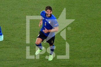 2021-06-16 - Manuel Locatelli of Italy celebrates after scoring goal 2-0 seen in action during the UEFA Euro 2020 Group A - Italy vs Switzerland at the Olimpic Stadium in Rome. - UEFA EURO 2020 GROUP A - ITALY VS SWITZERLAND - UEFA EUROPEAN - SOCCER