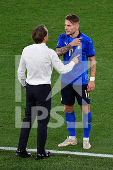 2021-06-16 - Ciro Immobile of Italy and Roberto Mancini coach of Italy  during the UEFA Euro 2020 Group A - Italy vs Switzerland at the Olimpic Stadium in Rome. - UEFA EURO 2020 GROUP A - ITALY VS SWITZERLAND - UEFA EUROPEAN - SOCCER