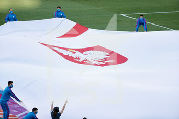 2021-06-19 - Poland flag is seen during the UEFA Euro 2020, Group E football match between Spain and Poland on June 19, 2021 at La Cartuja stadium in Seville, Spain - Photo Joaquin Corchero / Spain DPPI / DPPI - UEFA EURO 2020, GROUP E - SPAIN VS POLAND - UEFA EUROPEAN - SOCCER