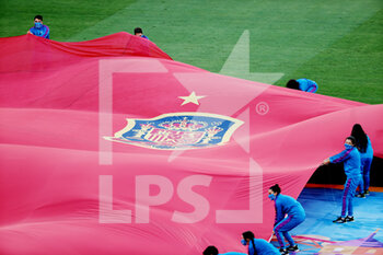 2021-06-19 - Spain flag is seen during the UEFA Euro 2020, Group E football match between Spain and Poland on June 19, 2021 at La Cartuja stadium in Seville, Spain - Photo Joaquin Corchero / Spain DPPI / DPPI - UEFA EURO 2020, GROUP E - SPAIN VS POLAND - UEFA EUROPEAN - SOCCER
