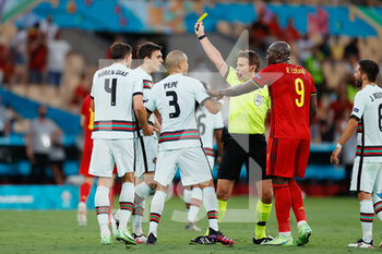 2021-06-27 - Joao Palhinho of Portugal see the yellow card during the UEFA EURO 2020, Round of 16 football match between Belgium and Portugal on June 27, 2021 at La Cartuja stadium in Seville, Spain - Photo Joaquin Corchero / Spain DPPI / DPPI - UEFA EURO 2020, ROUND OF 16 - BELGIUM VS PORTUGAL - UEFA EUROPEAN - SOCCER