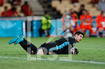 2021-06-27 - Thibaut Courtois of Belgium during the UEFA EURO 2020, Round of 16 football match between Belgium and Portugal on June 27, 2021 at La Cartuja stadium in Seville, Spain - Photo Joaquin Corchero / Spain DPPI / DPPI - UEFA EURO 2020, ROUND OF 16 - BELGIUM VS PORTUGAL - UEFA EUROPEAN - SOCCER