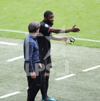 2021-06-29 - Antonio Rudiger and Coach Joachim Low of Germany during the UEFA Euro 2020, round of 16 football match between England and Germany on June 29, 2021 at Wembley stadium in London, England - Photo Jurgen Fromme / firo Sportphoto / DPPI - UEFA EURO 2020, ROUND OF 16 - ENGLAND VS GERMANY - UEFA EUROPEAN - SOCCER
