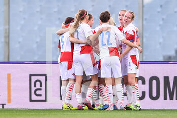 2020-12-10 - Slavia Praga players celebrate after the goal - FIORENTINA FEMMINILE VS SLAVIA PRAGA - UEFA CHAMPIONS LEAGUE WOMEN - SOCCER