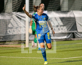 2021-08-18 - Stefanie Enzinger (St Polten) celebrting after scoring the second goal during the UEFA Women's Champions League, Round 1 - CP - Group 8 between St Polten and Besiktas on August 18, 2021 at Juventus Training Ground in Vinovo, Italy - Photo Nderim Kaceli - TURNO PRELIMINARE - ST. POLTEN FRAUEN VS BESIKTAS - UEFA CHAMPIONS LEAGUE WOMEN - SOCCER