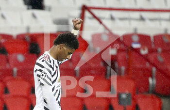 2020-10-20 - Marcus Rashford of Manchester United celebrates his winning goal during the UEFA Champions League, Group Stage, Group H football match between Paris Saint-Germain (PSG) and Manchester United (Man U) on October 20, 2020 at Parc des Princes stadium in Paris, France - Photo Jean Catuffe / DPPI - PARIS SAINT-GERMAIN (PSG) VS MANCHESTER UNITED (MAN U) - UEFA CHAMPIONS LEAGUE - SOCCER