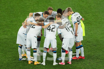 2020-10-20 - Club Brugge players huddle before the UEFA Champions League, Group Stage, Group F football match between Zenit and Club Brugge on October 20, 2020 at Saint Petersburg Stadium in Saint Petersburg, Russia - Photo Anatoliy Medved / Orange Pictures / DPPI - ZENIT VS CLUB BRUGGE - UEFA CHAMPIONS LEAGUE - SOCCER