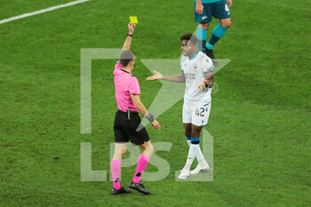 2020-10-20 - Yellow card Emmanuel Dennis of Club Brugge during the UEFA Champions League, Group Stage, Group F football match between Zenit and Club Brugge on October 20, 2020 at Saint Petersburg Stadium in Saint Petersburg, Russia - Photo Anatoliy Medved / Orange Pictures / DPPI - ZENIT VS CLUB BRUGGE - UEFA CHAMPIONS LEAGUE - SOCCER