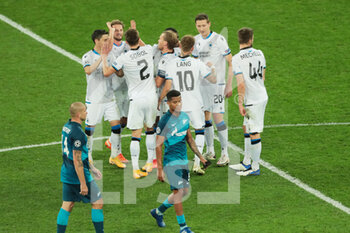 2020-10-20 - Club Brugge players celebrate at the end of the UEFA Champions League, Group Stage, Group F football match between Zenit and Club Brugge on October 20, 2020 at Saint Petersburg Stadium in Saint Petersburg, Russia - Photo Anatoliy Medved / Orange Pictures / DPPI - ZENIT VS CLUB BRUGGE - UEFA CHAMPIONS LEAGUE - SOCCER