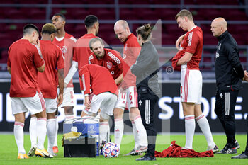 2020-10-21 - Team Ajax during warm-up before the UEFA Champions League, Group Stage, Group D football match between Ajax and Liverpool on October 21, 2020 at Johan Cruijff ArenA in Amsterdam, Netherlands - Photo Gerrit van Keulen / Orange Pictures / DPPI - AJAX VS LIVERPOOL - UEFA CHAMPIONS LEAGUE - SOCCER
