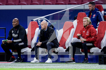 2020-10-21 - Head Coach Erik Ten Hag of Ajax and Assistant Coach Christian Poulsen during the UEFA Champions League, Group Stage, Group D football match between Ajax and Liverpool on October 21, 2020 at Johan Cruijff ArenA in Amsterdam, Netherlands - Photo Gerrit van Keulen / Orange Pictures / DPPI - AJAX VS LIVERPOOL - UEFA CHAMPIONS LEAGUE - SOCCER
