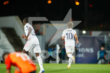2020-10-21 - Luka Modric of Real Madrid celebrates a goal during the UEFA Champions League, Group Stage, Group B football match between Real Madrid and Shakhtar Donetsk on October 21, 2020 at Alfredo Di Stefano stadium in Madrid, Spain - Photo Oscar J Barroso / Spain DPPI / DPPI - REAL MADRID VS SHAKHTAR DONETSK - UEFA CHAMPIONS LEAGUE - SOCCER