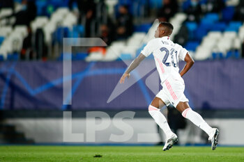 2020-10-21 - Vinicius Junior of Real Madrid celebrates a goal during the UEFA Champions League, Group Stage, Group B football match between Real Madrid and Shakhtar Donetsk on October 21, 2020 at Alfredo Di Stefano stadium in Madrid, Spain - Photo Oscar J Barroso / Spain DPPI / DPPI - REAL MADRID VS SHAKHTAR DONETSK - UEFA CHAMPIONS LEAGUE - SOCCER