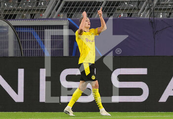 2020-10-28 - Erling Haaland of Borussia Dortmund celebrates after the 2-0 goal during the UEFA Champions League, Group Stage, Group F football match between Borussia Dortmund and Zenit on October 28, 2020 at Signal Iduna Park in Dortmund, Germany - Photo Ralf Ibing / firo Sportphoto / DPPI - BORUSSIA DORTMUND VS ZENIT - UEFA CHAMPIONS LEAGUE - SOCCER