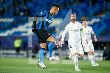 2020-11-03 - Lautaro Martinez of Inter in action during the UEFA Champions League, Group Stage, Group B football match between Real Madrid CF and FC Internazionale on November 3, 2020 at Alfredo Di Stefano stadium in Valdebebas near Madrid, Spain - Photo Oscar J Barroso / Spain DPPI / DPPI - REAL MADRID CF VS FC INTERNAZIONALE - UEFA CHAMPIONS LEAGUE - SOCCER