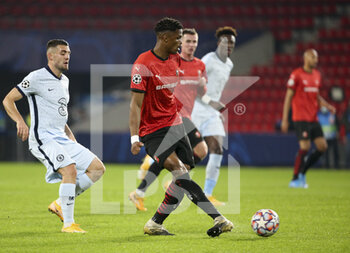 2020-11-24 - Gerzino Nyamsi of Stade Rennais during the UEFA Champions League, Group E football match between Stade Rennais and Chelsea on November 24, 2020 at Roazhon Park in Rennes, France - Photo Jean Catuffe / DPPI - STADE RENNAIS VS CHELSEA - UEFA CHAMPIONS LEAGUE - SOCCER