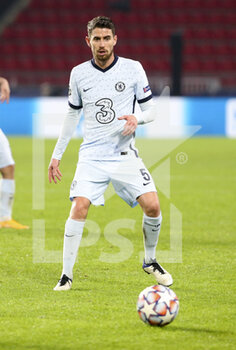 2020-11-24 - Jorginho of Chelsea during the UEFA Champions League, Group E football match between Stade Rennais and Chelsea on November 24, 2020 at Roazhon Park in Rennes, France - Photo Jean Catuffe / DPPI - STADE RENNAIS VS CHELSEA - UEFA CHAMPIONS LEAGUE - SOCCER