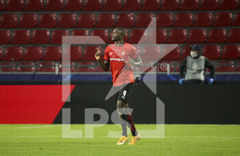 2020-11-24 - Serhou Guirassy of Stade Rennais celebrates his goal during the UEFA Champions League, Group E football match between Stade Rennais and Chelsea on November 24, 2020 at Roazhon Park in Rennes, France - Photo Jean Catuffe / DPPI - STADE RENNAIS VS CHELSEA - UEFA CHAMPIONS LEAGUE - SOCCER