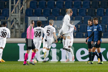 2020-12-01 - Alexander Scholz (FC Midtjylland) celebrates after scoring a goal - ATALANTA CALCIO VS FC MIDTJYLLAND - UEFA CHAMPIONS LEAGUE - SOCCER