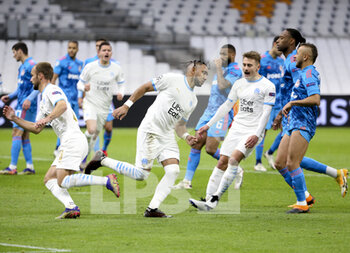 2020-12-01 - Dimitri Payet of Marseille celebrates his first goal on a penalty kick during the UEFA Champions League, Group C football match between Olympique de Marseille (OM) and Olympiacos FC (Olympiakos) on December 1, 2020 at Stade Velodrome in Marseille, France - Photo Jean Catuffe / DPPI - OLYMPIQUE DE MARSEILLE VS OLYMPIACOS FC - UEFA CHAMPIONS LEAGUE - SOCCER