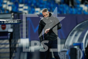 2020-12-09 - Marco Rose, head coach of Monchengladbach during the UEFA Champions League, Group B football match between Real Madrid and Borussia Monchengladbach on december 9, 2020 at Ciudad Deportiva Real Madrid in Valdebebas, Madrid, Spain - Photo Oscar J Barroso / Spain DPPI / DPPI - REAL MADRID VS BORUSSIA MONCHENGLADBACH - UEFA CHAMPIONS LEAGUE - SOCCER