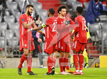 2021-03-17 - Eric Maxim Choupo-Moting of Bayern Munich celebrates after his goal 2-0 with David Alaba, Leroy Sane, Alphonso Davies during the UEFA Champions League, round of 16, 2nd leg football match between Bayern Munich and SS Lazio on March 17, 2021 at Allianz Arena in Munich, Germany - Photo Lennart Preiss / Witters / firo sportphoto / DPPI - BAYERN MUNICH AND SS LAZIO - UEFA CHAMPIONS LEAGUE - SOCCER