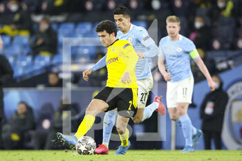 2021-04-06 - Borussia Dortmund defender Mateu Morey (2) and Manchester City defender Joao Cancelo (27) during the UEFA Champions League, quarter final, 1st leg football match between Manchester City and Borussia Dortmund on April 6, 2021 at the Etihad Stadium in Manchester, England - Photo Craig Galloway / ProSportsImages / DPPI - MANCHESTER CITY AND BORUSSIA DORTMUND - UEFA CHAMPIONS LEAGUE - SOCCER