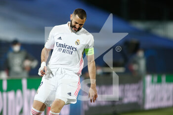 2021-04-06 - Karim Benzema of Real Madrid during the UEFA Champions League, Quarter final, 1st leg football match between Real Madrid and Liverpool FC on April 6, 2021 at Alfredo Di Stefano stadium in Valdebebas, Madrid, Spain - Photo Oscar J Barroso / Spain DPPI / DPPI - REAL MADRID AND LIVERPOOL FC - UEFA CHAMPIONS LEAGUE - SOCCER