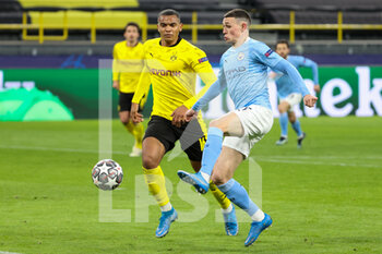 2021-04-14 - Manuel Akanji of Borussia Dortmund and Phil Foden of Manchester City during the UEFA Champions League, Quarter-Finals, 2nd leg football match between Borussia Dortmund and Manchester City on April 14, 2021 at Signal Iduna Park in Dortmund, Germany - Photo Joachim Bywaletz / Orange Pictures / DPPI - BORUSSIA DORTMUND VS MANCHESTER CITY - UEFA CHAMPIONS LEAGUE - SOCCER