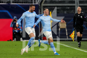 2021-04-14 - Phil Foden of Manchester City celebrating his goal during the UEFA Champions League, Quarter-Finals, 2nd leg football match between Borussia Dortmund and Manchester City on April 14, 2021 at Signal Iduna Park in Dortmund, Germany - Photo Joachim Bywaletz / Orange Pictures / DPPI - BORUSSIA DORTMUND VS MANCHESTER CITY - UEFA CHAMPIONS LEAGUE - SOCCER