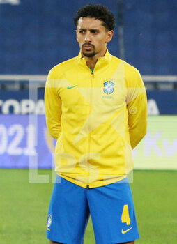 2021-07-03 - Marquinhos of Brazil during the Copa America 2021, quarter final football match between Brazil and Chile on July 3, 2021 at Olympic stadium in Rio de Janeiro, Brazil - Photo Laurent Lairys / DPPI - 2021 QUARTER FINAL - BRAZIL VS CHILE - COPA AMERICA - SOCCER