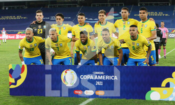 2021-07-03 - Team of Brazil during the Copa America 2021, quarter final football match between Brazil and Chile on July 3, 2021 at Olympic stadium in Rio de Janeiro, Brazil - Photo Laurent Lairys / DPPI - 2021 QUARTER FINAL - BRAZIL VS CHILE - COPA AMERICA - SOCCER