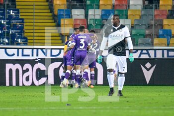 2020-11-25 - ACF Fiorentina celebrate the goal of 0-1 by Cristobal Montiel (Fiorentina) - UDINESE VS FIORENTINA - ITALIAN CUP - SOCCER