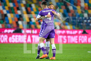 2020-11-25 - Happiness of Cristiano Biraghi (Fiorentina) and Nikola Milenkovic (Fiorentina) for winning the match - UDINESE VS FIORENTINA - ITALIAN CUP - SOCCER