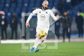 2021-01-19 -  ROME, ITALY - January 19 : Riccardo Saponara (23)  of Spezia celebrates the goal during the round eighths football Tim Cup soccer match between AS Roma and Spezia Stadio Olimpico on January 19,2021 in Rome Italy - AS ROMA VS SPEZIA CALCIO - ITALIAN CUP - SOCCER