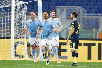 2021-01-21 - ROME, ITALY - January 21 : Marco Parolo (16) of SS Lazio celebrates after scoring the goal during the eighths TIM Cup soccer match between SS Lazio and Parma at Stadio Olimpico on January 21,2021 in Rome Italy  - SS LAZIO VS PARMA CALCIO - ITALIAN CUP - SOCCER