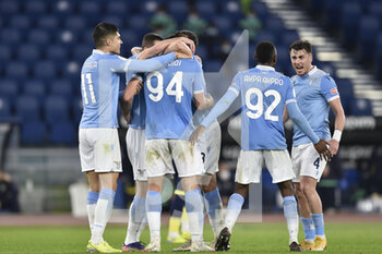 2021-01-21 - ROME, ITALY - January 21 : Vedat Muriqi of SS Lazio celebrates with his team mates after scoring the goal during the eighths TIM Cup soccer match between SS Lazio and Parma at Stadio Olimpico on January 21,2021 in Rome Italy  - SS LAZIO VS PARMA CALCIO - ITALIAN CUP - SOCCER