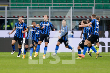2021-01-26 - Christian Eriksen (FC Internazionale) celebrating scoring the winning goal in the additional time - FC INTERNAZIONALE VS AC MILAN - ITALIAN CUP - SOCCER