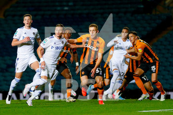 2020-09-16 - Leeds United defender Ezgjan Alioski (10) and Greg Docherty of Hull during the English League Cup, EFL Carabao Cup, football match between Leeds United and Hull City on September 16, 2020 at Elland Road in Leeds, England - Photo Simon Davies / ProSportsImages / DPPI - LEEDS UNITED VS HULL CITY - ENGLISH LEAGUE CUP - SOCCER