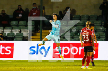 2020-09-24 - Liverpool midfielder Curtis Jones (17) celebrates after scoring his team's third goal during the English League Cup, EFL Carabao Cup, football match between Lincoln City and Liverpool on September 24, 2020 at Sincil Bank in Lincoln, England - Photo Shaun Conway / ProSportsImages / DPPI - LINCOLN CITY VS LIVERPOOL - ENGLISH LEAGUE CUP - SOCCER
