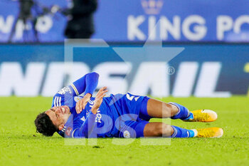 2021-02-10 - James Justin (2) of Leicester City is down injured during the English Cup, FA Cup 5th round football match between Leicester City and Brighton and Hove Albion on February 10, 2021 at the King Power Stadium in Leicester, England - Photo Nigel Keene / ProSportsImages / DPPI - LEICESTER CITY AND BRIGHTON AND HOVE ALBION - ENGLISH LEAGUE CUP - SOCCER