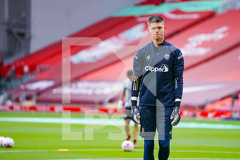 2020-09-12 - Leeds United goalkeeper Illan Meslier (1) warming up during the English championship Premier League football match between Liverpool and Leeds United on September 12, 2020 at Anfield in Liverpool, England - Photo Malcolm Bryce / ProSportsImages / DPPI - LIVERPOOL VS LEEDS UNITED - ENGLISH PREMIER LEAGUE - SOCCER